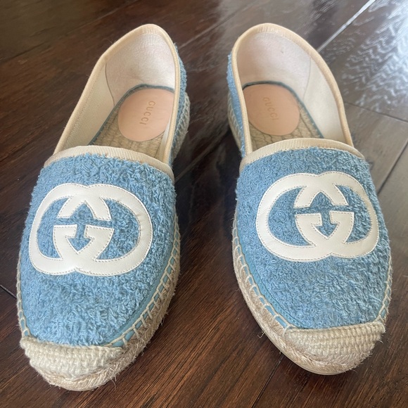 Like New Gucci Pilar Espadrille Flat Blue White Womens Designer Size 36.5 - Picture 6 of 13